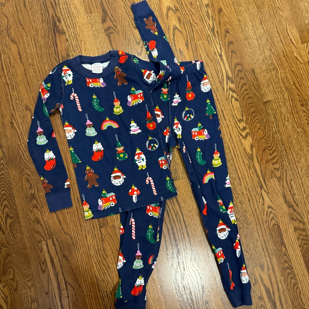 Hanna Andersson Kids Pajama Set - Navy with Festive Prints christmas
